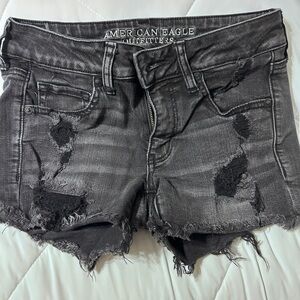 American Eagle Outfitters Charcoal Distressed Jean Shorts